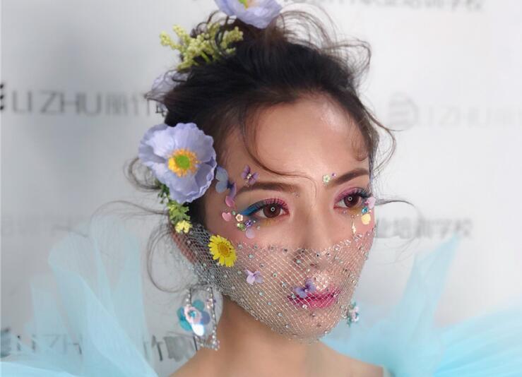 麗竹彩妝作品：鮮花面紗新娘造型