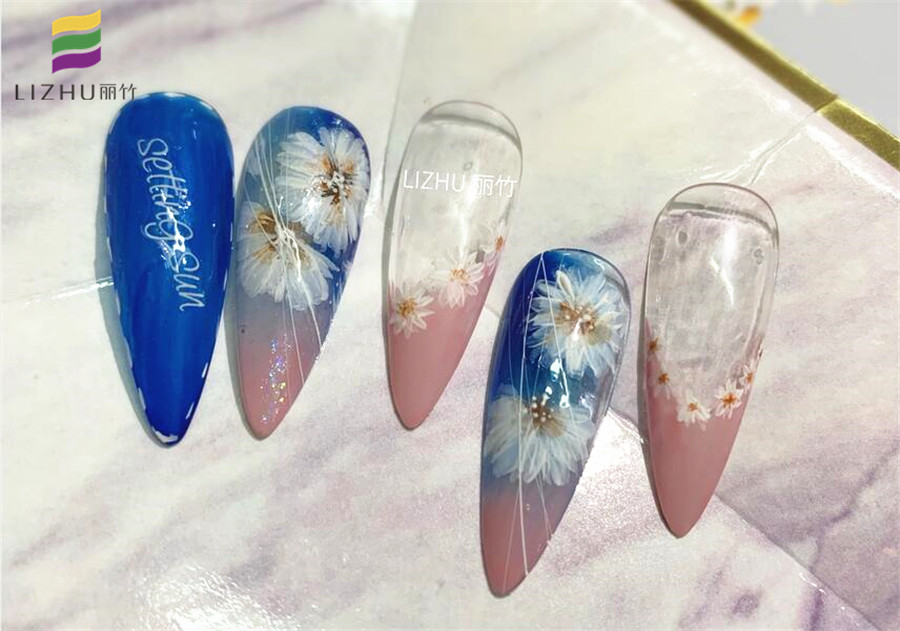 南寧美甲培訓班作品：手繪小雛菊美甲