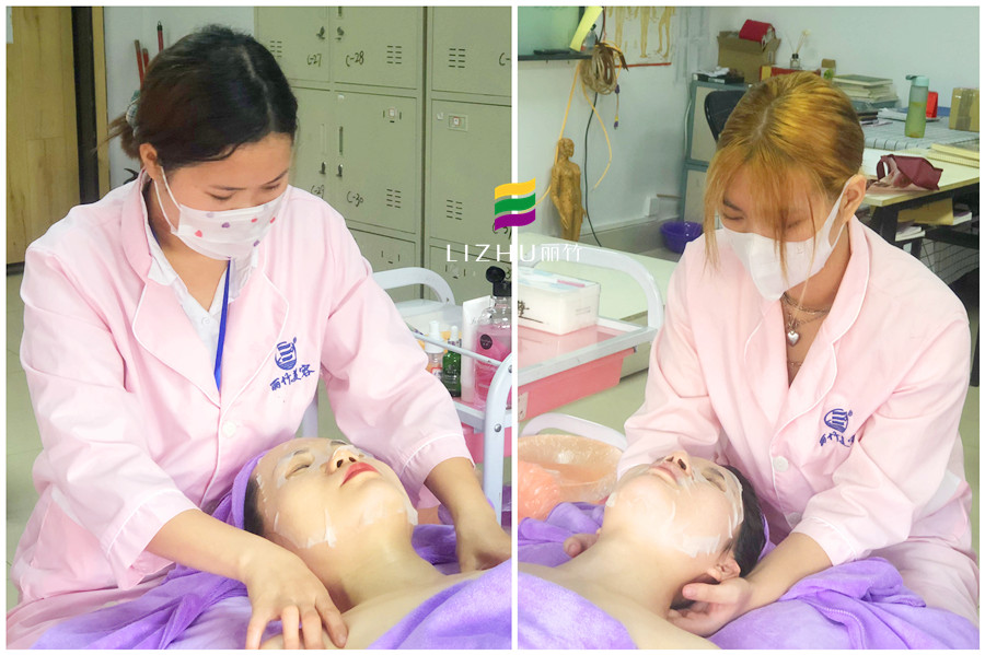 南寧美容培訓課堂練習：面膜和肩頸按摩