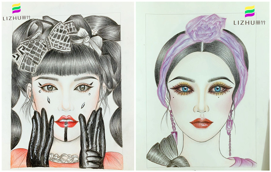 美人紙妝圖繪畫(huà)，南寧化妝學(xué)校排行前十作品