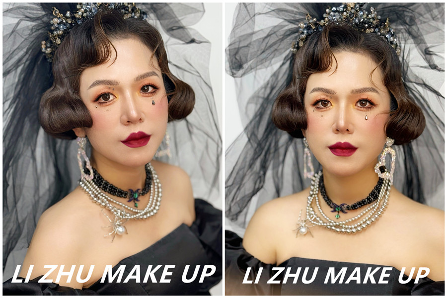 暗系朵拉造型，南寧培訓(xùn)化妝高彩作品