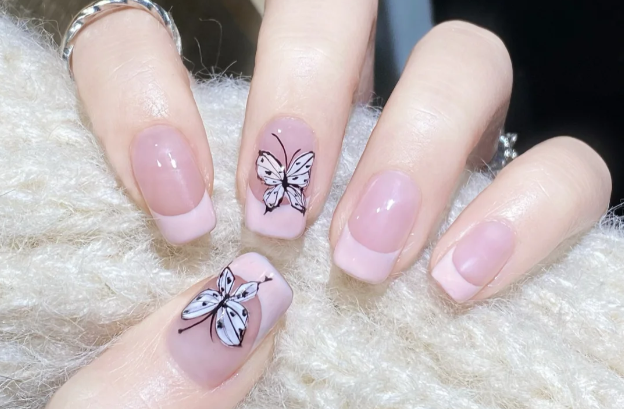 法式蝴蝶美甲，南寧美甲進修學校分享教程
