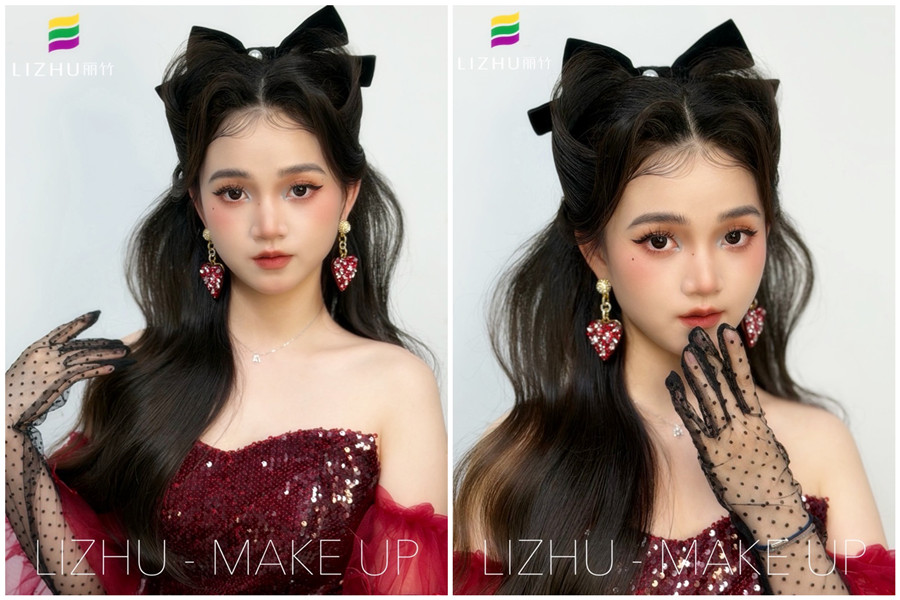 復古貓耳半披造型，廣西化妝設計